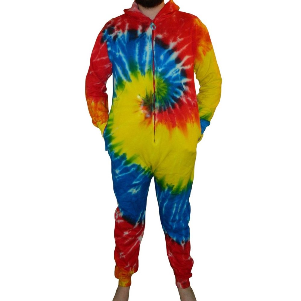Followme Tye Dye Adult One Piece Hoodie Rainbow XL Tall Rave, Party, Pockets